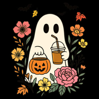 ghost coffee and flowers Diseño