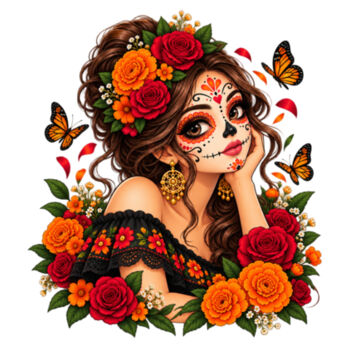 Catrina y mariposas monarca Diseño