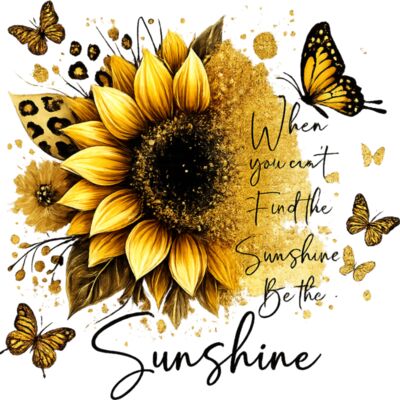 Gold Floral Art Sunflower Butterfly Miniatura