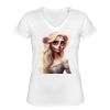Playera Dama: Algodón Peinado Cuello V Miniatura